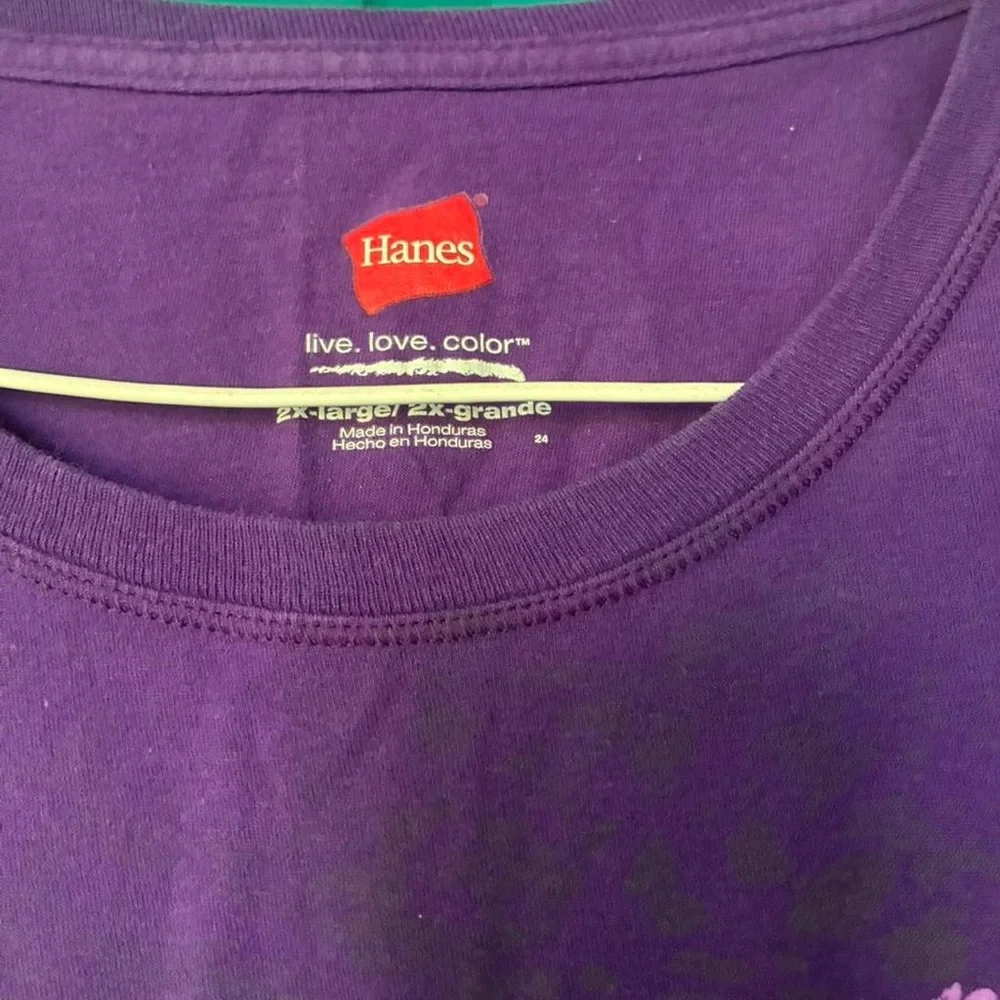 Hanes Women’s Purple Short-Sleeve Tee with Pink Paisley Graphic